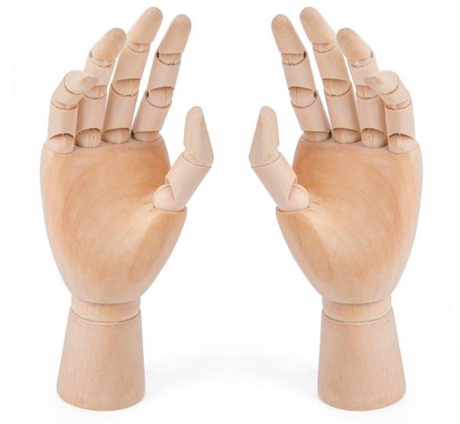 Wooden Drawing Hand Model Mannequin with Reference Drawing Cutouts (Children s Hands)