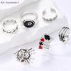 {Summer2} 6Pcs Punk Demon Claw Clown Poker Black 8 Billiard Rings Set For Women Men Vintage Gothic Finger Rings Party Jewelry