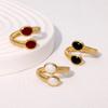 Open Ring Wide-Faced Vintage Index Texture Retro Style Finger Ring Distressed Stainless Steel Texture Stacking Finger