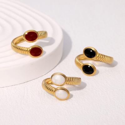 Open Ring Wide-Faced Vintage Index Finger Ring Distressed Texture Retro Style Stainless Steel Texture Stacking Finger Band Jewelry Gift