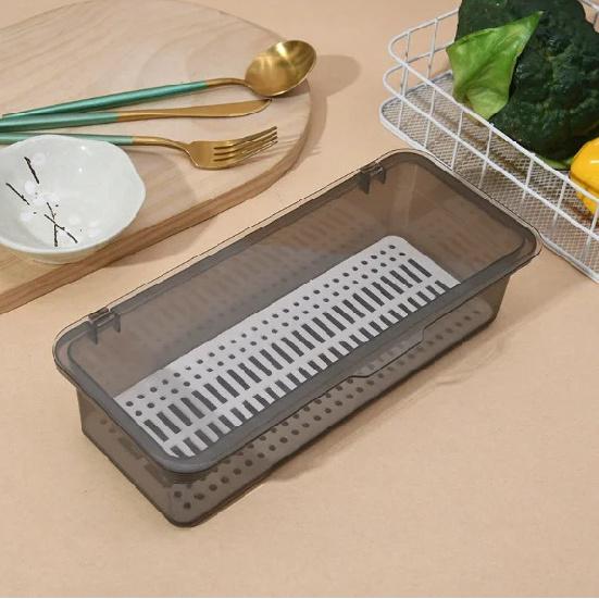 Cutlery Storage Tray Holder Tableware Organizer Spoon Fork Storage Box Plastic Container Cutlery Rack With Lid And Drainer