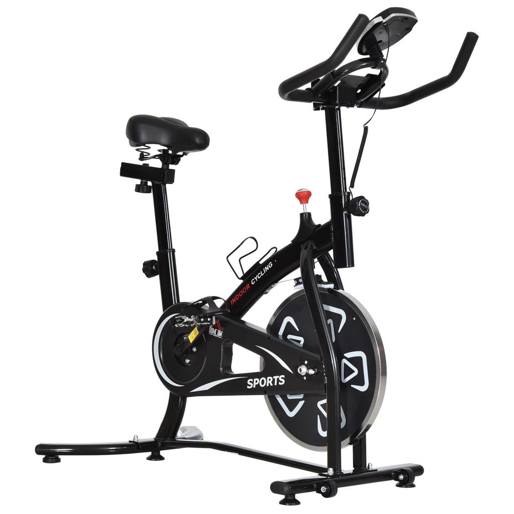 Indoor Stationary Exercise Bike 6kg Flywheel Fitness Cardio Workout Bike Trainer for Home Gym w/ Adjustable Resistance LCD Monitor Pad and Bottle