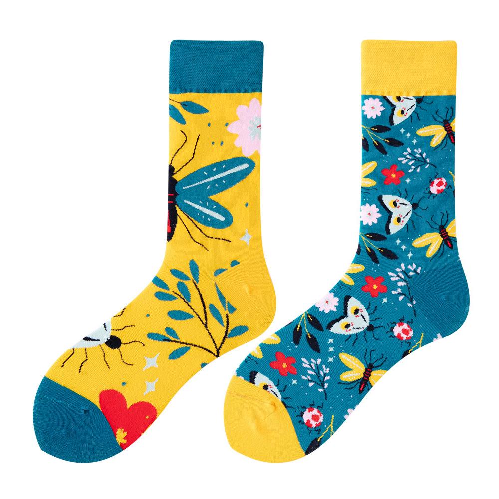 Asymmetric Colorful Christmas Cotton Socks for Couples