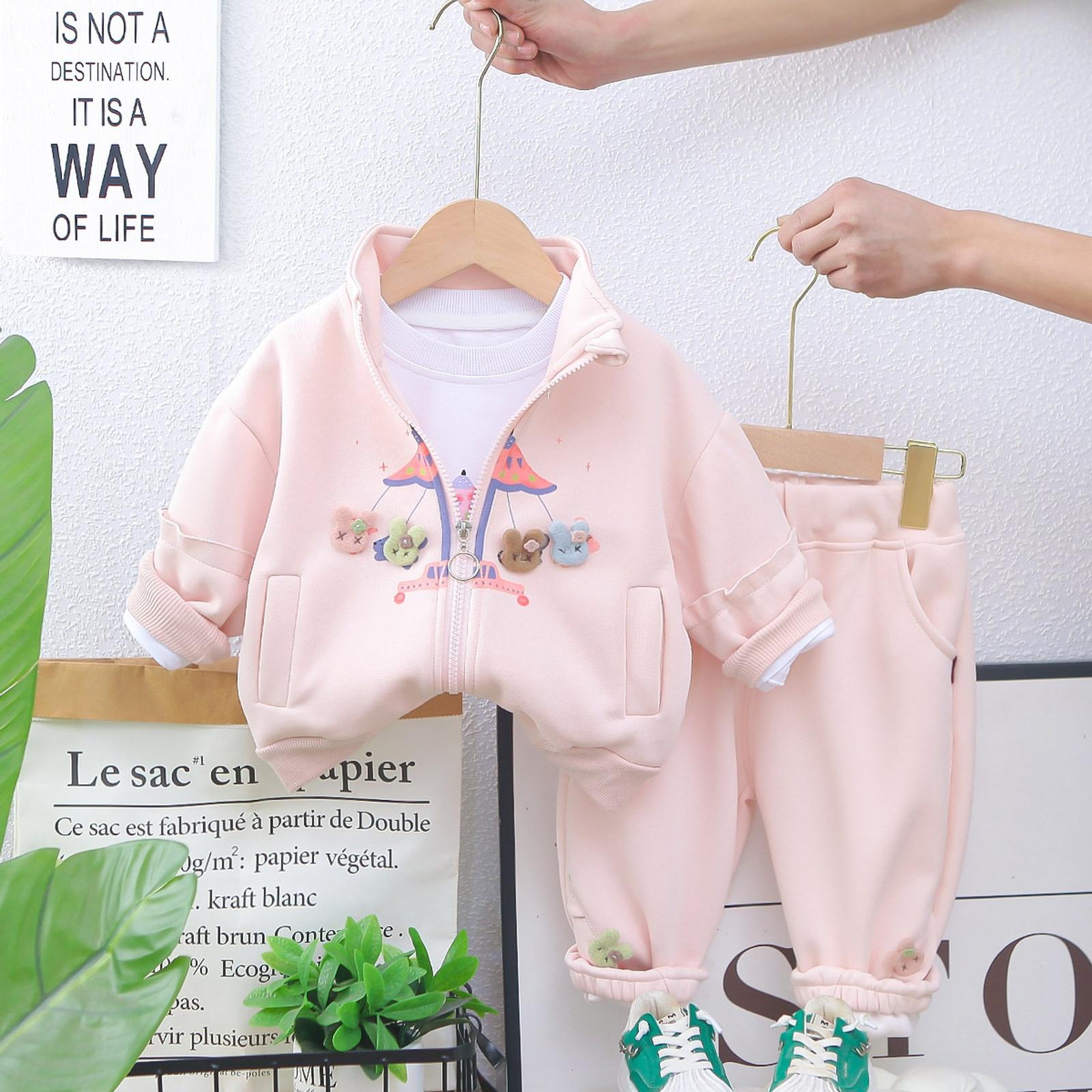 

Детский повседневный комплект с длинным рукавом, удобные наряды для повседневной носки 100 розовый