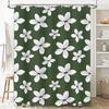 Luxurious Bathroom Floral Print Shower Curtains for Home Decor White Flowers Green Background Waterproof Fabric 180x240cm (Green
