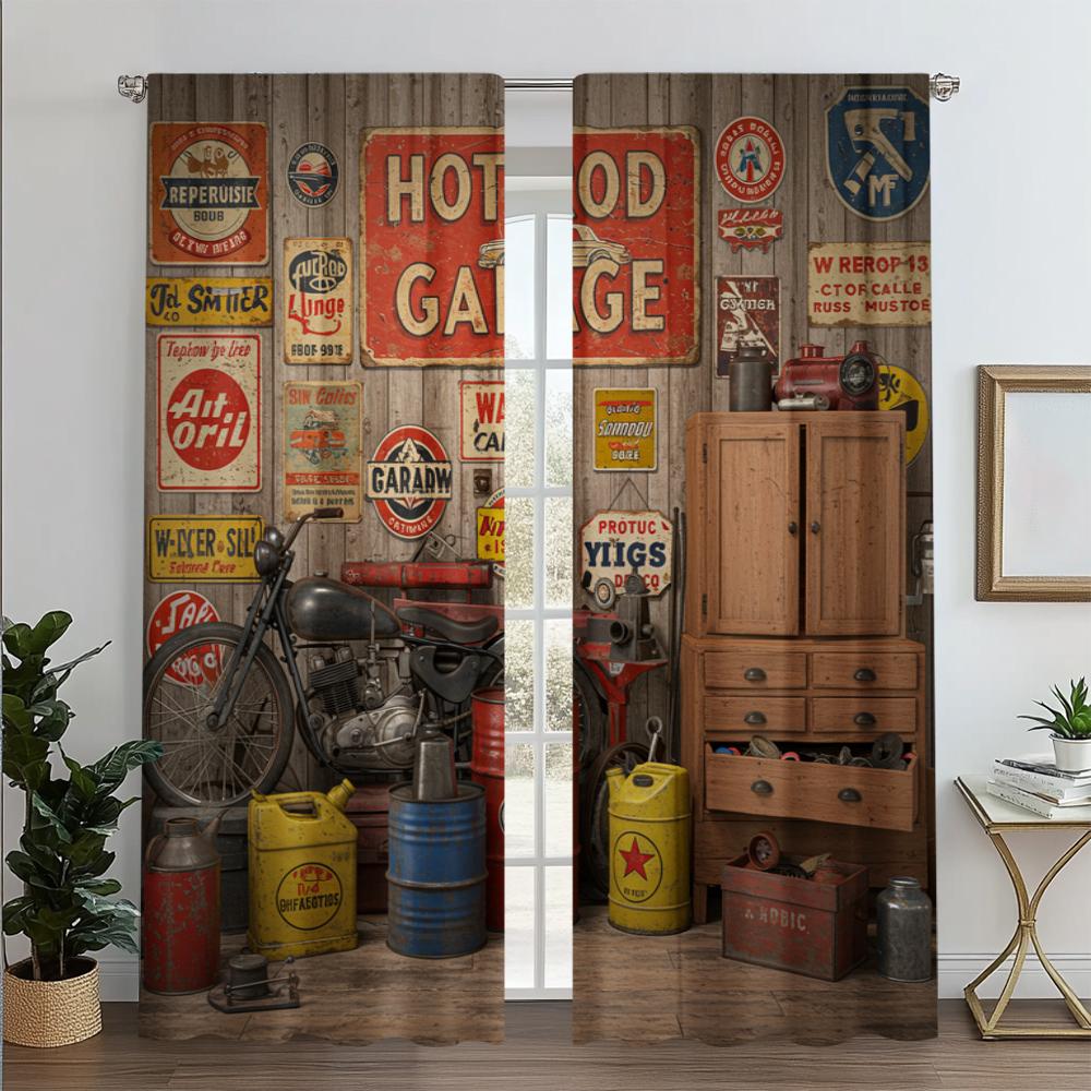 

Party Window Curtains Family Garage Car Repair Shop Fabric Without Electricity Birthday Applies Made Of Polyester Machine Washable W100*H70(CM)-Rod Pocket&1PCS