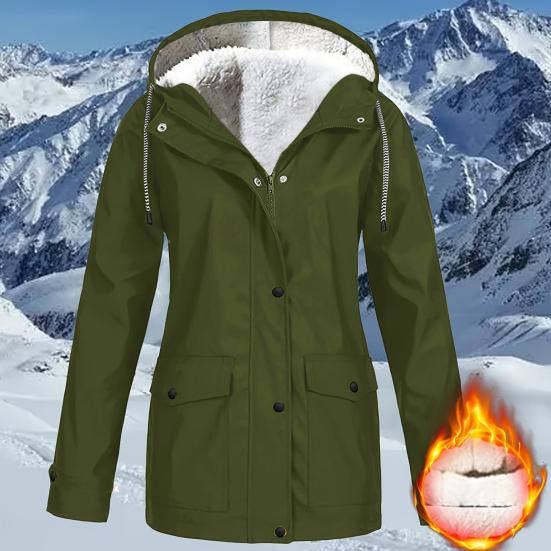 Women's Fleece Zip Up Hoodie Jackct Windproof Cozy Sherpa Lined Hooded Coat for Outdoor Hiking Climbing