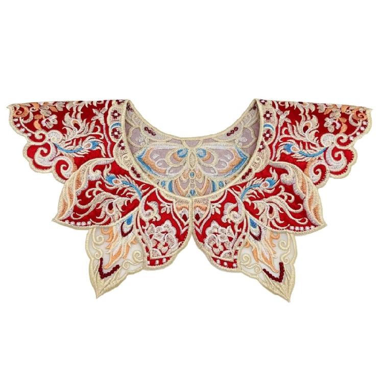 Embroidery Fringed Collar Elegant Detachable Collar Shawl Vintage Horseface Skirt Collar Costume Dressingup Accessories