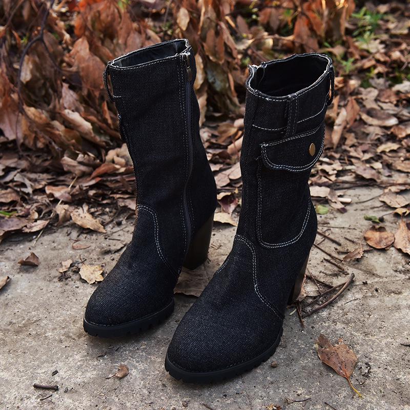 

The stock is sufficient, Juti, Amazon independent station wishes Europe and the United States foreign trade large size high-heeled denim medium women 35 чорний