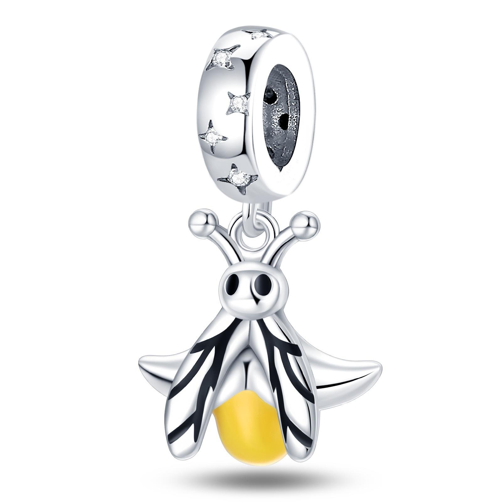 S925 Silver Glow In The Dark Firefly Pendant DIY Handmade Jewelry Accessories For Necklace Bracelet Craft