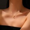 Sterling Silver Moon Star Zircon Necklace Pendant Long Chain  Luxury Classical Fine Jewelry Women Gift
