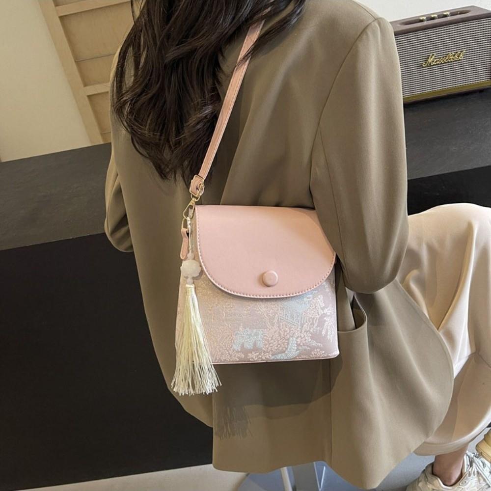Versatile Chinese Style Crossbody Bag PU Leather Cheongsam Bag Embroidered Purses  Shopping