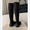 Fårskinn Druvmamma Samma Fyrkantig Tå Höga Stövlar Dam Ridstövlar Platt Botten Stövlar Elastiska Stövlar Sockstövlar Staplade Stövlar