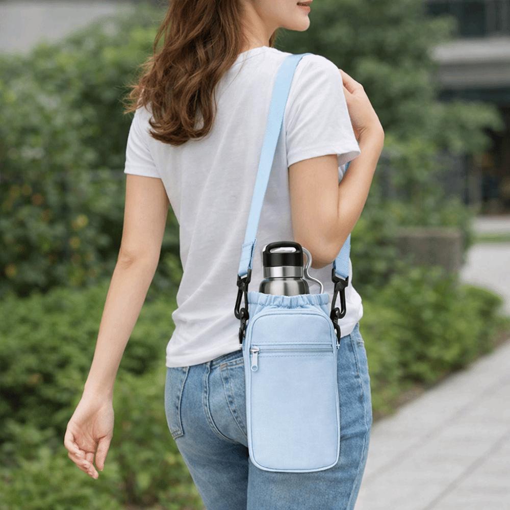 Drawstring Design Crossbody Water Bottle Bag Water Bottle Carrier Bag  Gym