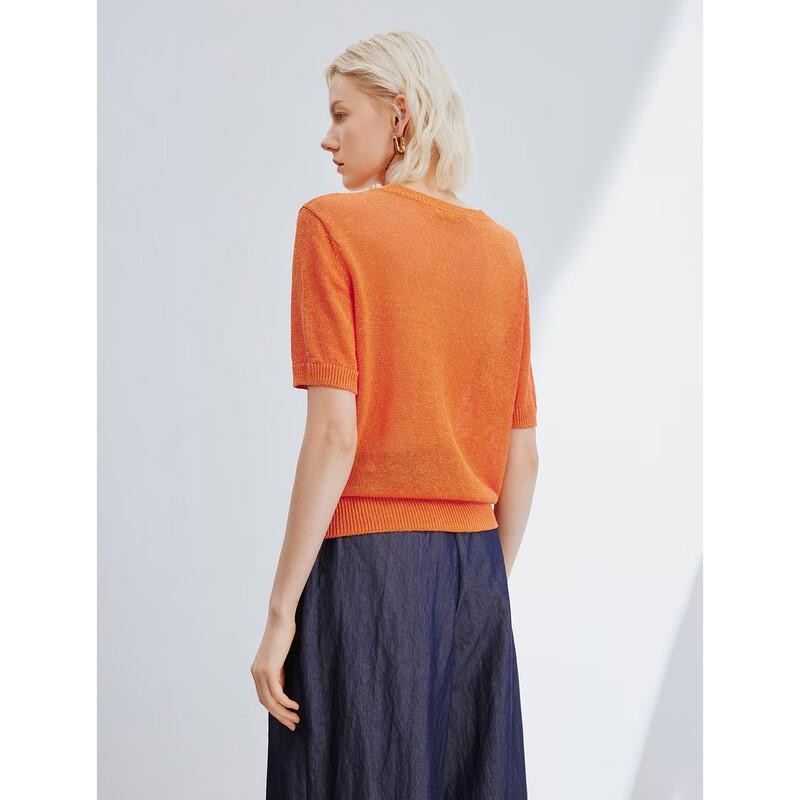 LANGZI Thin Short Sleeve V-Neck Knit Top