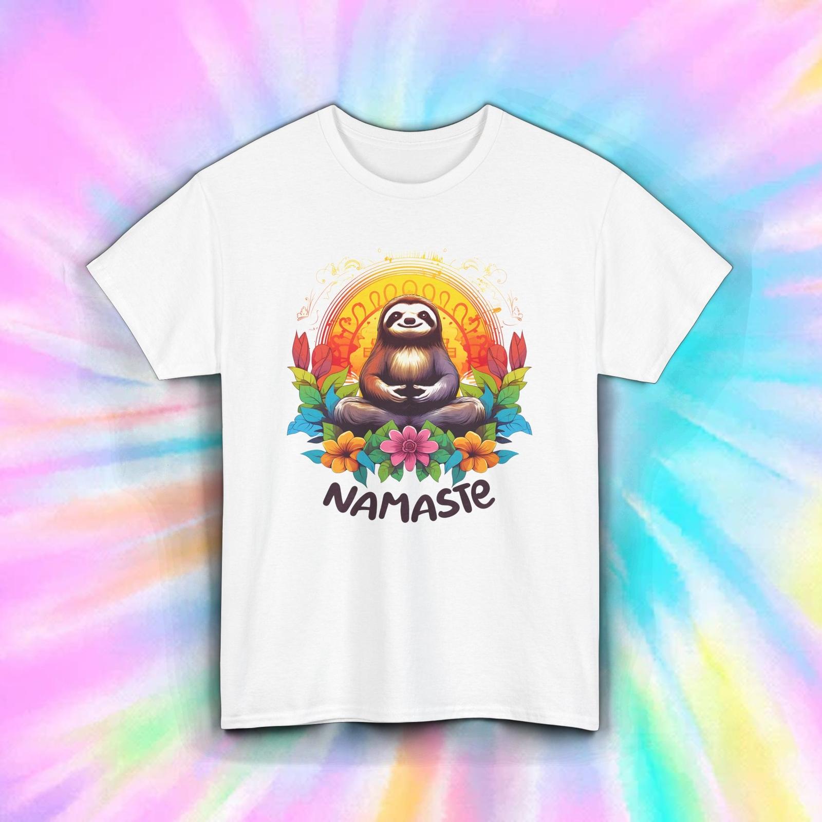 Namaste Sloth Shirt Meditation Yoga Zen Lotus Flower Funny Chill Tee S-5XL XXXL
