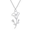 Kinitial Stainless Steel Morning Glory Birth Flower Pendant Necklaces For Women Girls Trendy Birthday Gifts For Friends Lover