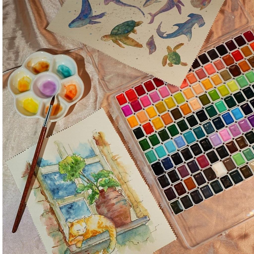 Watercolor Paint Set 98/60/48/36/24 Colors, Professional-quality art supplies for artists adult painting aketching, Non-Toxic