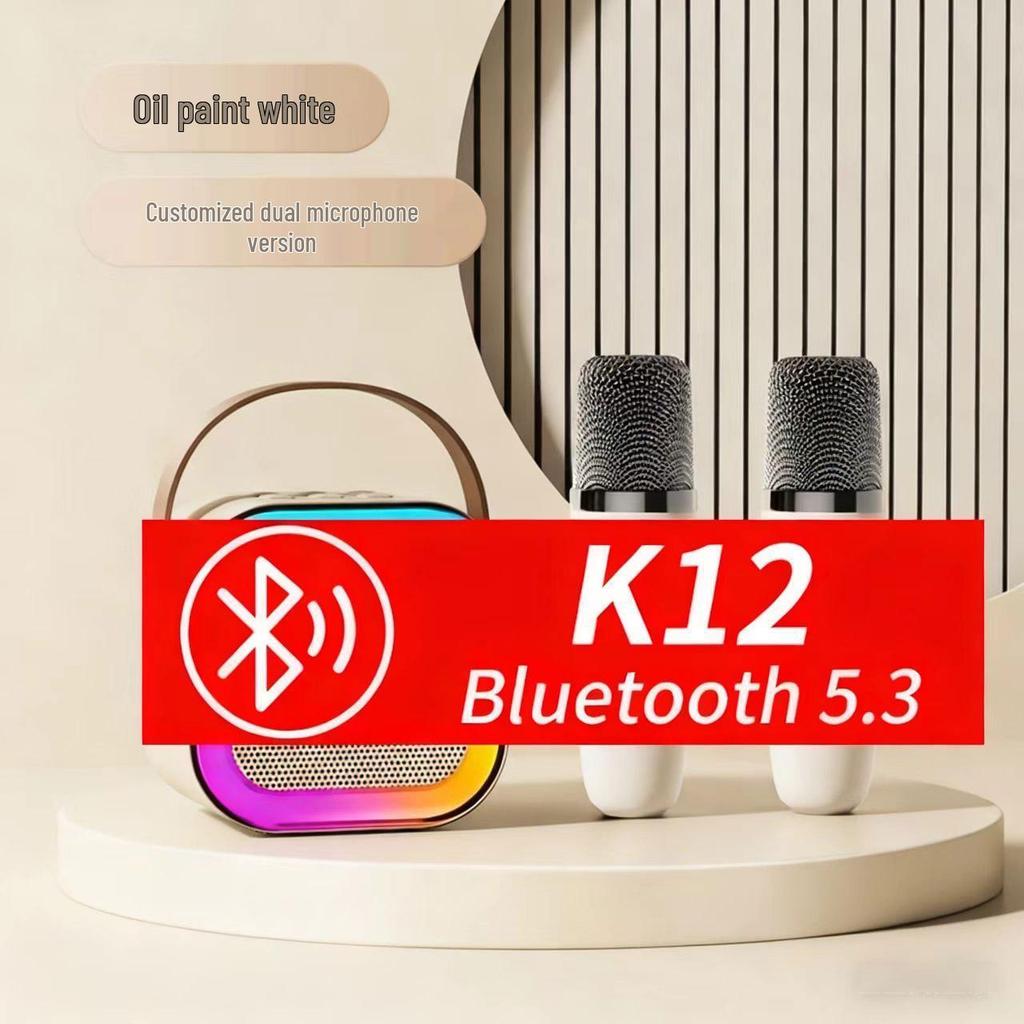 K12 Portable Bluetooth Microphone & All-in-One KTV Speaker: High-Quality Mini Speaker for Home, Outdoor, and Family Use