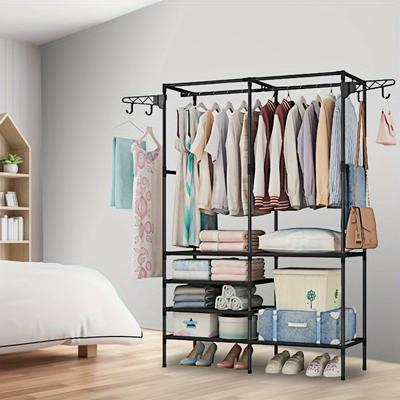 1 x Kleideraufbewahrungsschrank mit Haken, einfache Montage, große Aufbewahrungsgarderobe, Kleid, Schlafzimmer, Zuhause, Wohnheim, Eingangsbereich, Heimdekoration