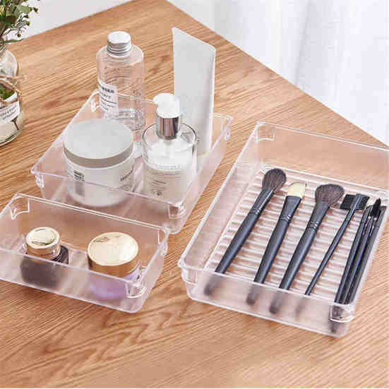 16Pcs/Set Plastic Transparent Office Cosmetic Organizers Drawer Storage Box
