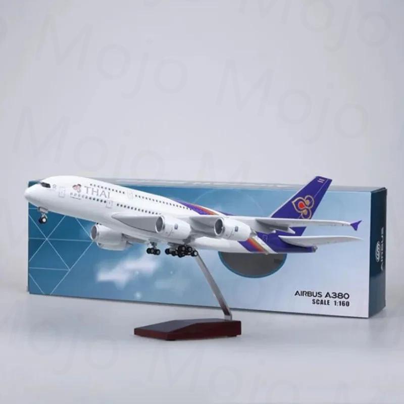 

Масштаб 1/160 Airbus 380 47 см A380 Thai Airways Тайские авиалинии Литая модель самолета Модель самолета из смолы с подсветкой Дисплей Домашний декор NO LED