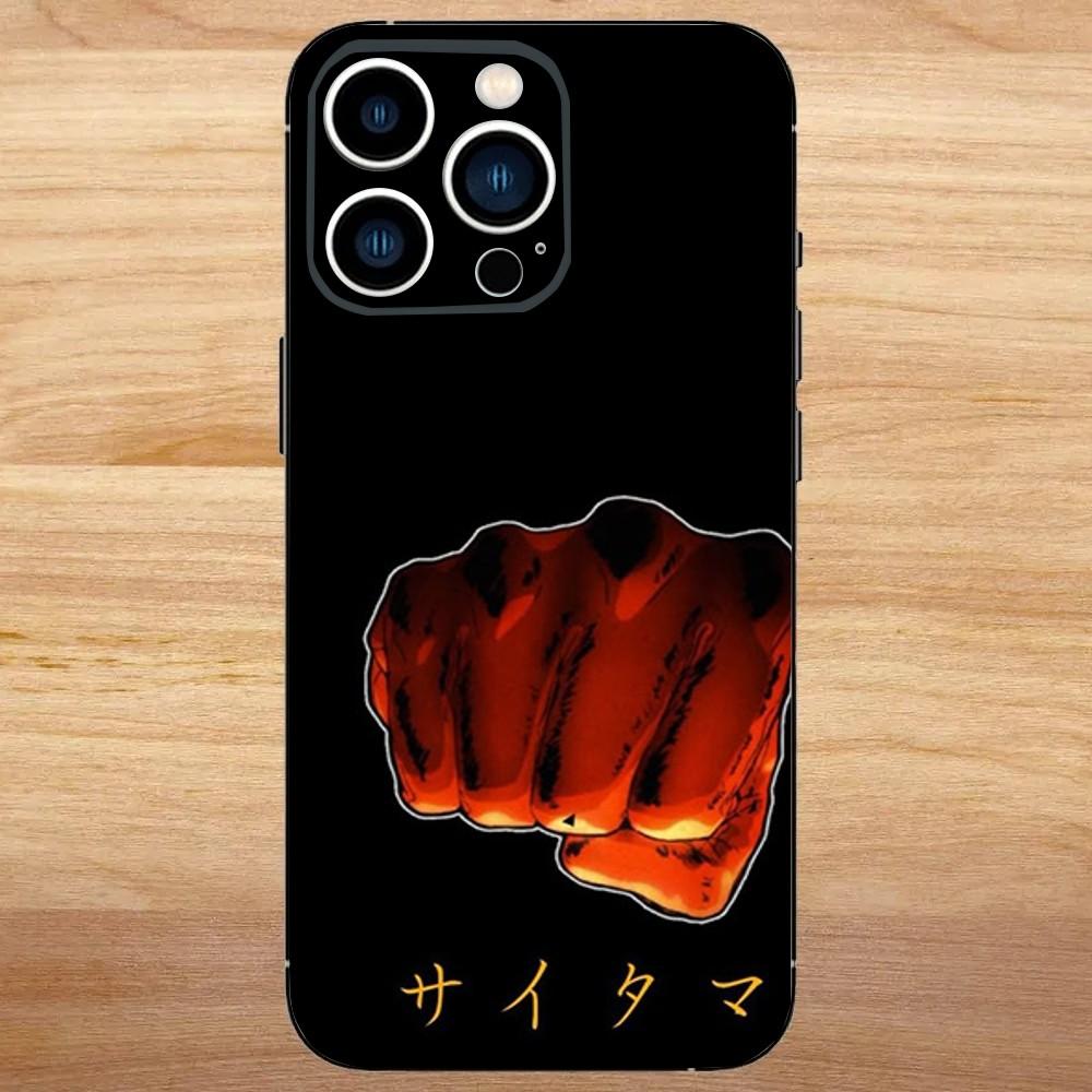 One P-Punch Man Saitama Phone Case For iPhone 16,15,14,13,12,11,Mini,Pro,SE,MAX White Matte Shockproof Cover
