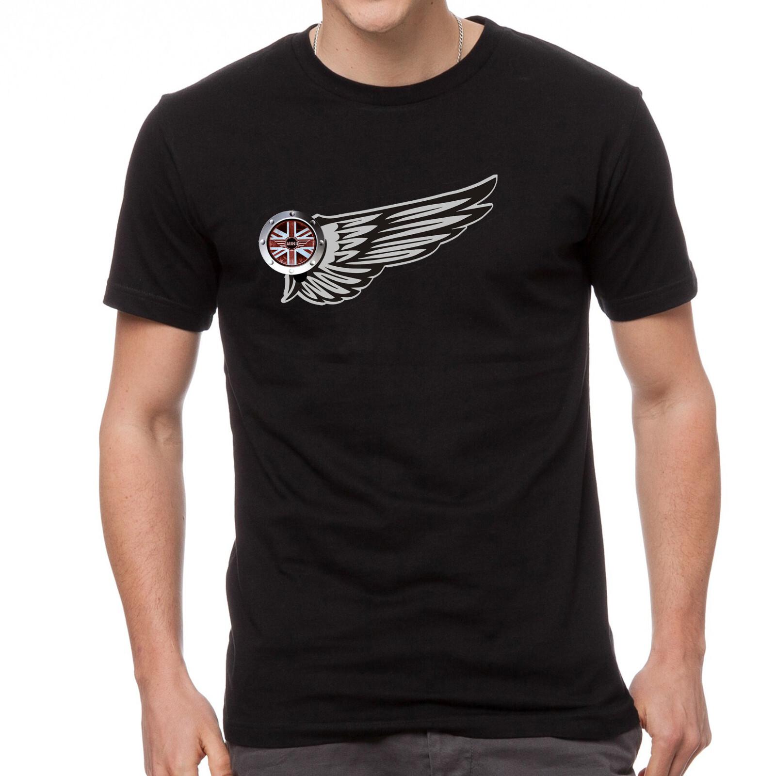 Mini Cooper Car Wings Logo Black T-shirt 842 S