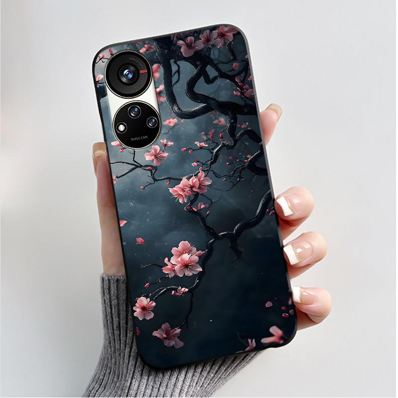 

For ZTE Blade V40S Cases Aesthetic Luxury Flower Soft Black Silicone Phone Case for ZTE Axon 40 SE Coque Cover ZTE V70 Pro Funda ZTE V70 Pro