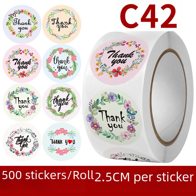 Floral Thank You Stickers: Cute Roll of Wedding Sealing Labels