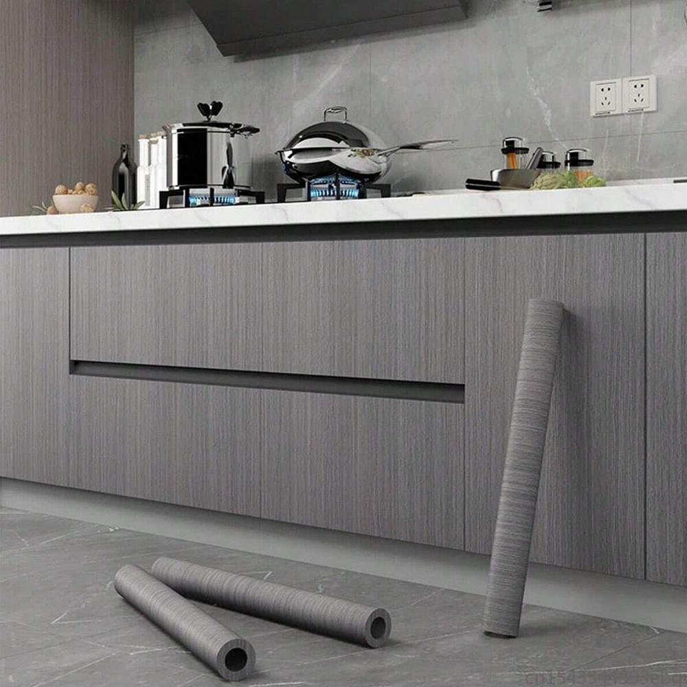Self-Adhesive Wood-Grain Stickers Grey Waterproof Peel Stick Door Contact Paper for Backdrop Furniture Cabinets Decor Wallpaper