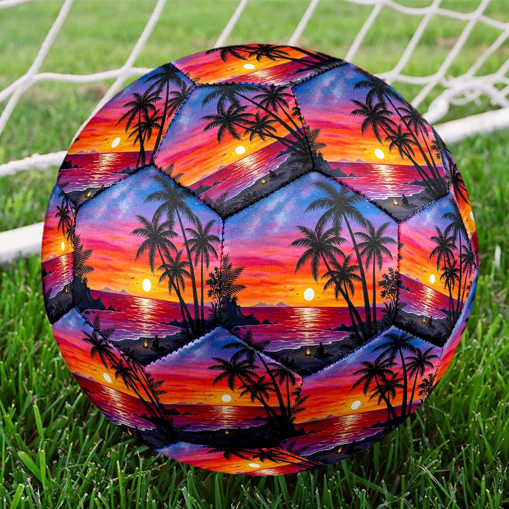 1 Stück Strand Sonnenuntergang Szene Langlebig Größe 5 Fußball Professioneller Spiel-Trainingsfußball Indoor & Outdoor Sportball p60197
