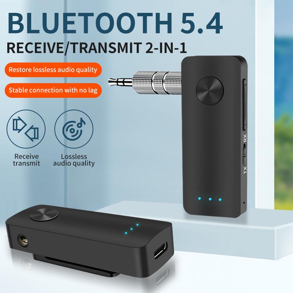 2 In 1 Wireless Bluetooth 5.4 Receiver Transmitter HiFi Stereo Wireless Adapter 3.5mm AUX Jack for Car Music Audio Headphone Receiver Handsfree