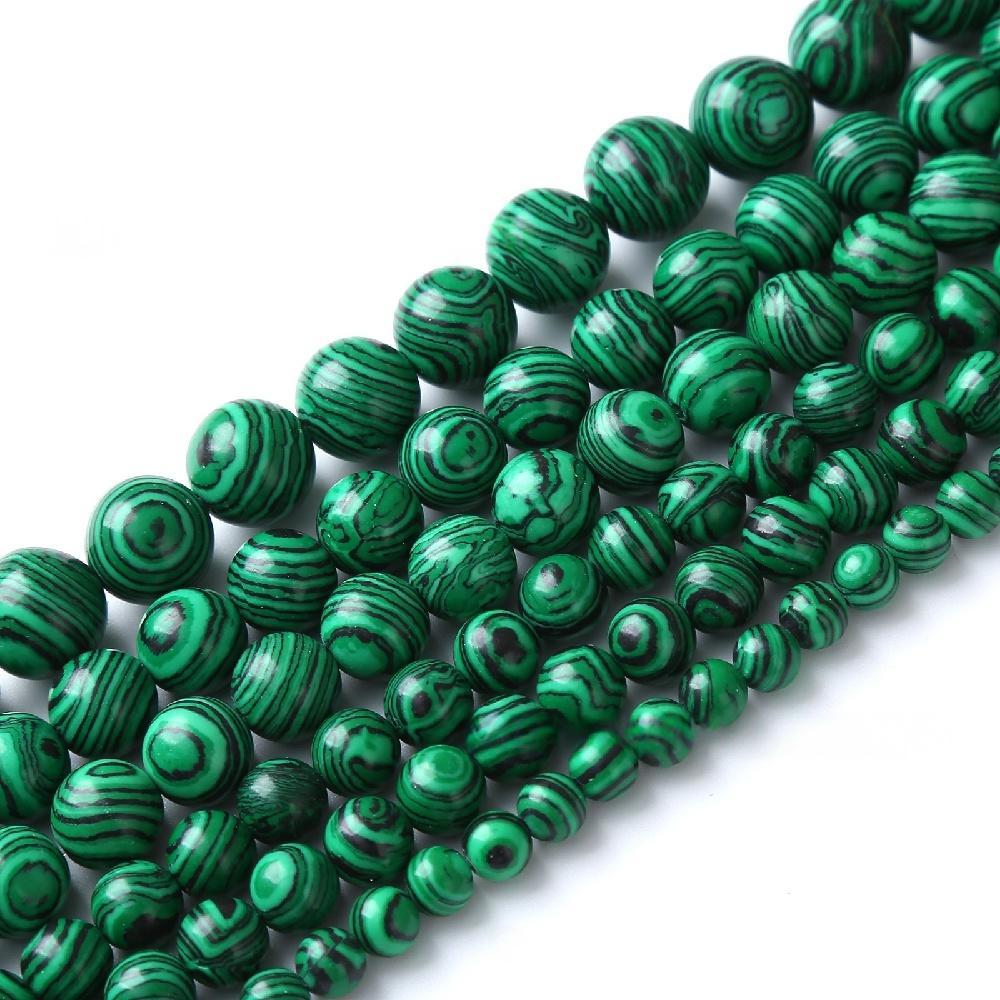 Green Malachite Stone Round Beads 15"Strand Smooth Loose Spacer Beads 4/6/8/10/12mm for Jewelry Making DIY Bracelets Accessories