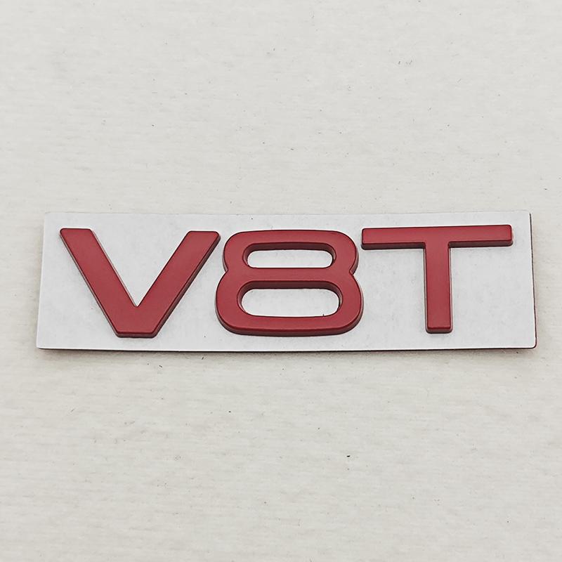 3D Metal V8T Logo Car Rear Trunk Side Fender Car Emblem Badge Sticker Decal For Audi RS6 RS7 RS A8 Q8 S8 SQ7 SQ8 Car Accessories