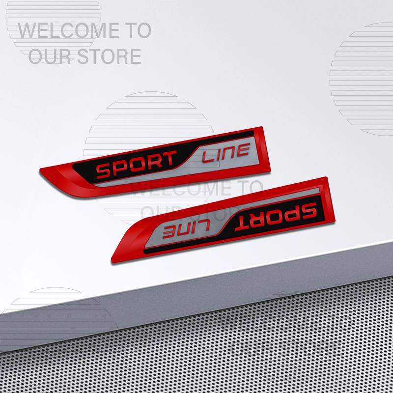 Car Decor Metal Sport Line Letter Emblem 3D Sticker Accessories For Skoda Rapid Kamiq Octavia Yeti Superb Body Side Trunk Decals