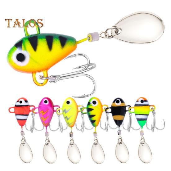 6Pcs 10G/5CM VIB Fishing Lure with Treble Hook Spinning Sequin Long Casting Metal Hard Artificial Spinner Bait Saltwater Freshwater Bass Walleye
