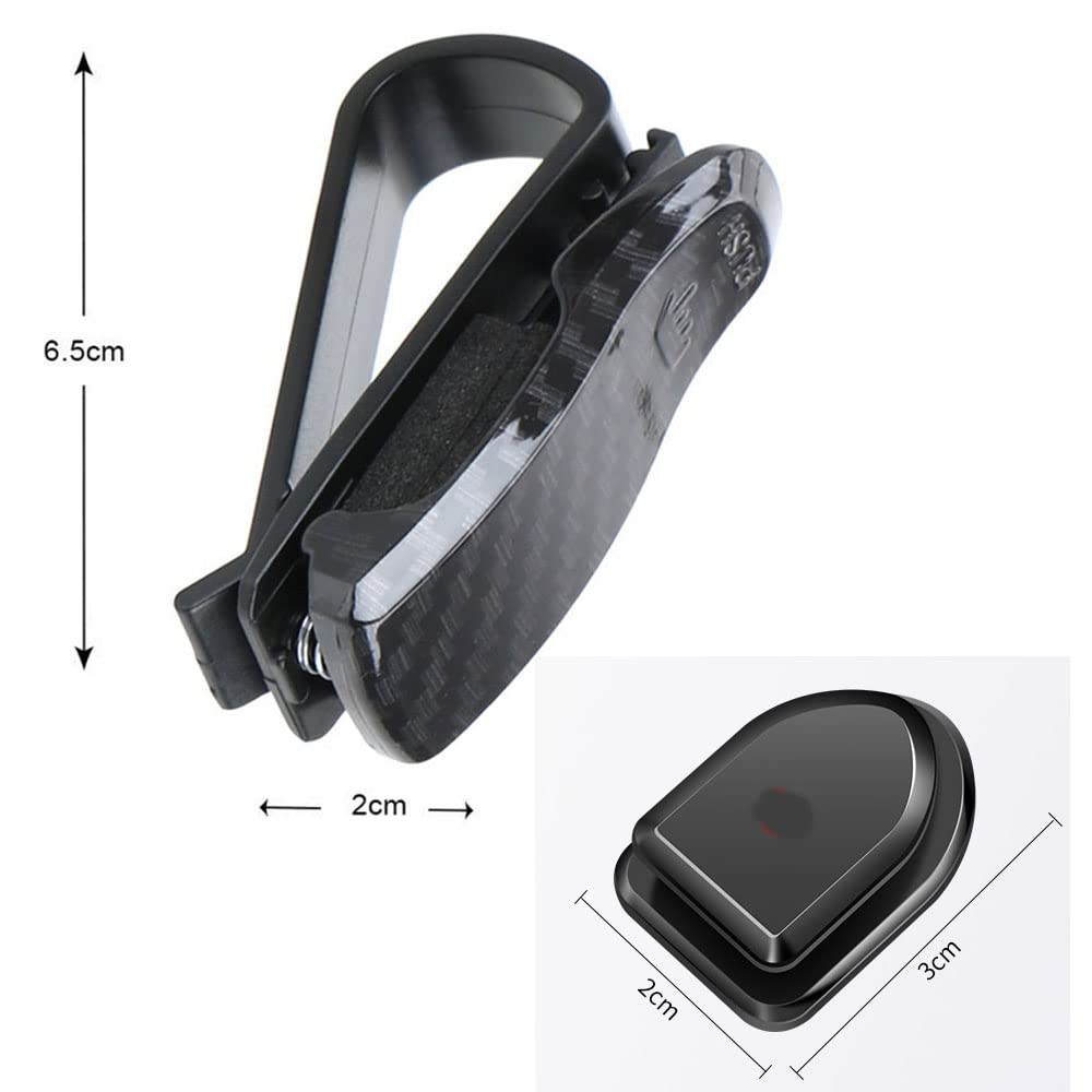 2pcs Car Eyeglass Holder + 2pcs Hook Set Car Sun Visor Glasses Ticket Card