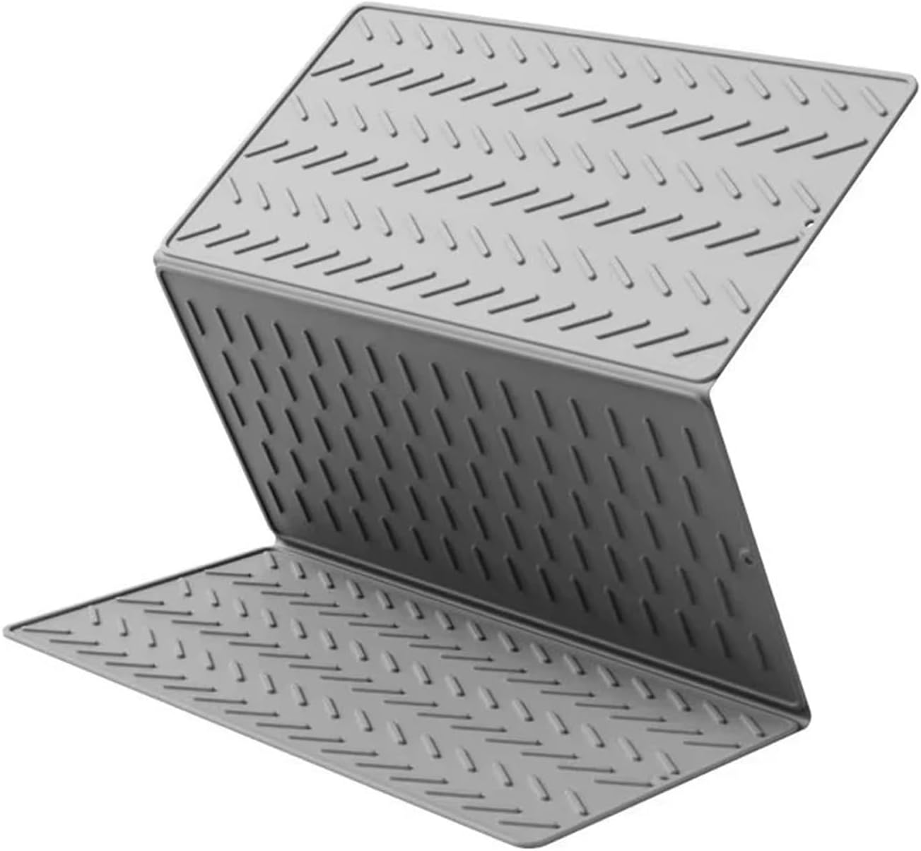 Foldable Silicone Drying Mat, Designed with Three Sections, Serves As a Versatile Kitchen Accessory for Draining Fruits, Vegetables, And Tableware серый