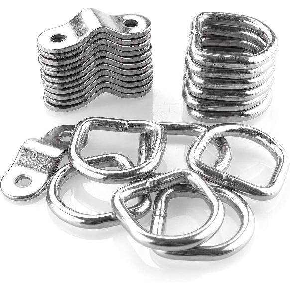 D-Ring Tie Downs Anchor1/4” Heavy Duty Surface Floor Mount Lashing Rings 2400 Lbs Cargo Trailers Load-Bearing Hangers Bracket (Pack Of 12)