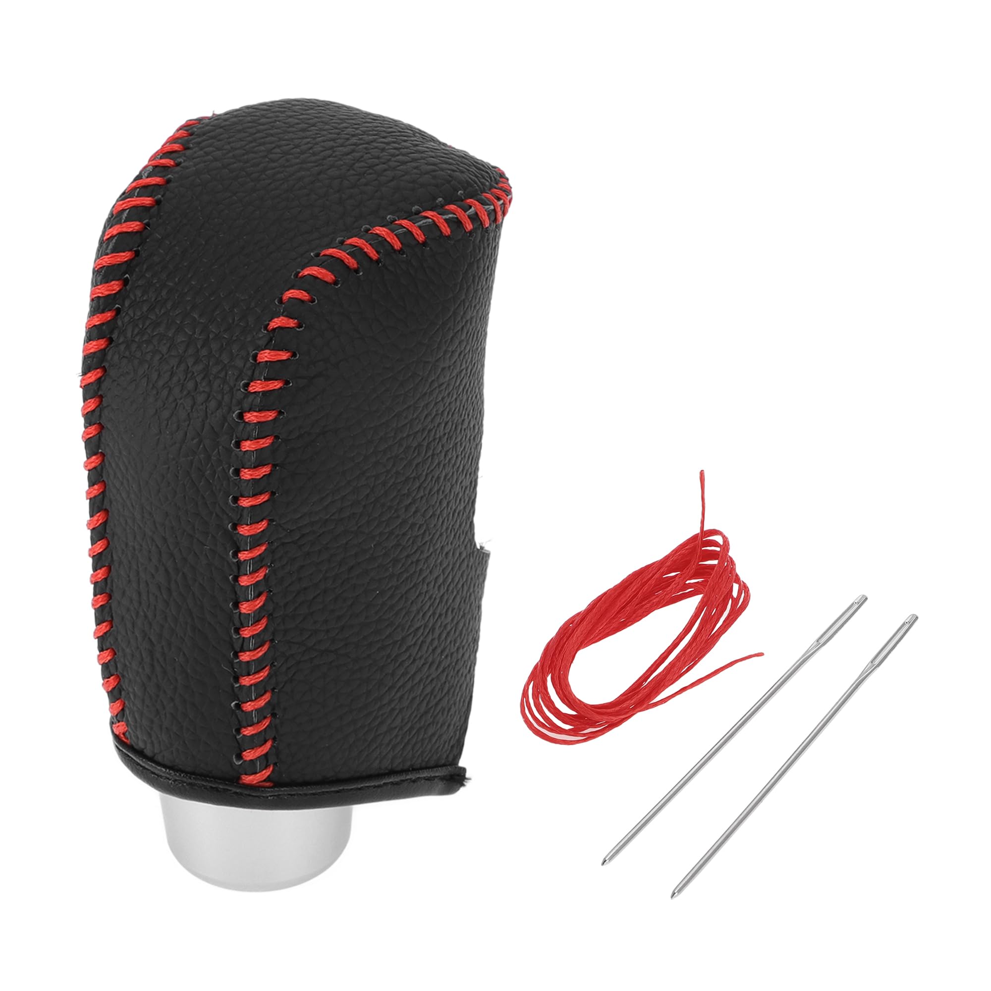 

HOPESPANNER Gear Shift Knob Cover for Mazda Pebbled Black Red Faux Leather Stick Shift Handle Protector 2014-2018, Anti-Slip 1pc,