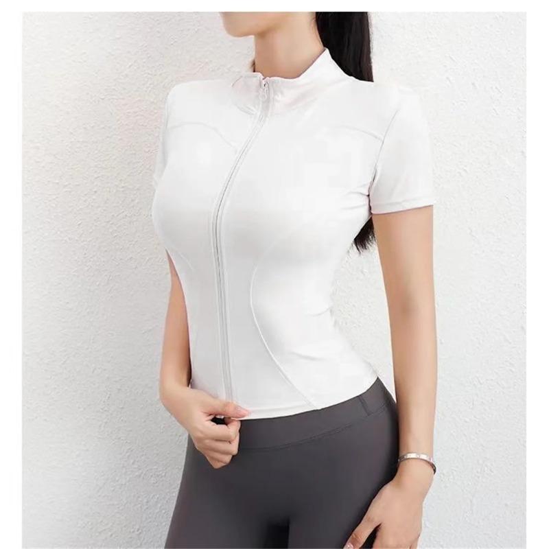 Casual Slim Sports Coat Women Short Sleeve Solid Zipper Cycling Running Yoga Outfit Clothes Summer Sport Jacket