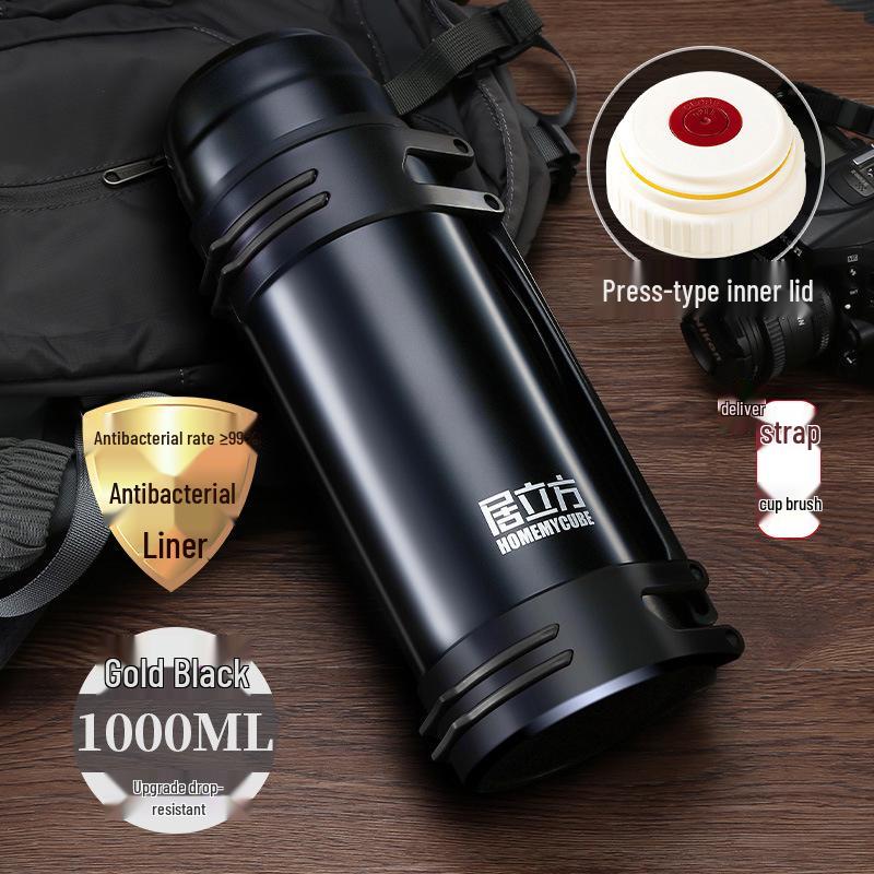 Stainless Steel 2L Travel Thermos Cup: Portable, High Capacity Sports Kettle