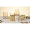 Modern Geometric Clear Amber Smoke Tone Stemless Wine/Beverage Glasses, Set of 4 United States
