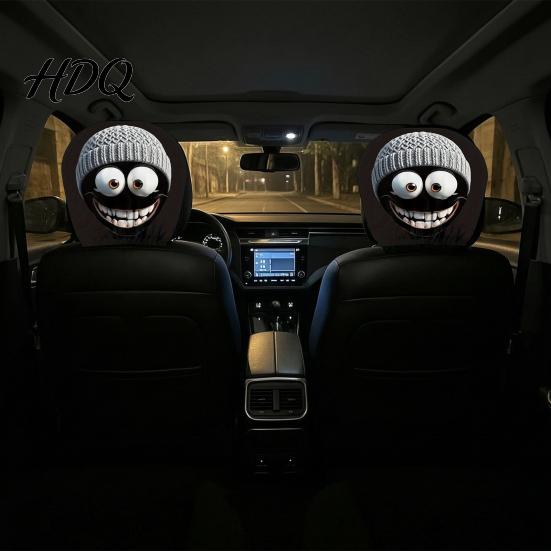 Headrest Cover for SUV Funny Car Covers Spooky Pattern Seat Polyester Protector Protector Universal Breathable Stretchy Interior Accessories