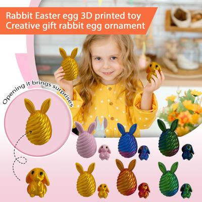 3D Printed Movable Easter Bunny Egg Toy, Creative Gift, Bunny Egg Ornament