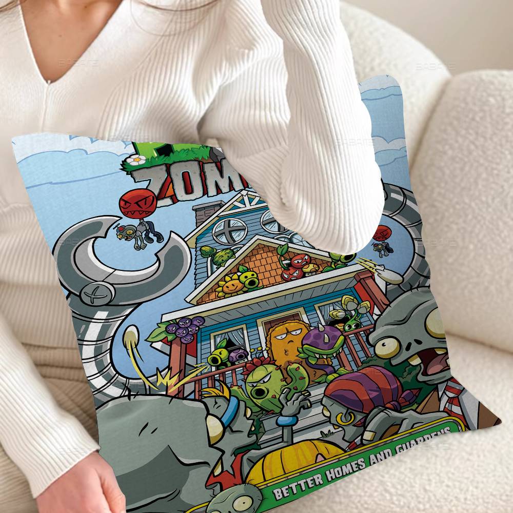 Game P-Plants Vs Z-Zombies Decorative Room Aesthetics Pillow Case Home Decor Bedroom Sofa Bed Couch Pillow Cover 45x45