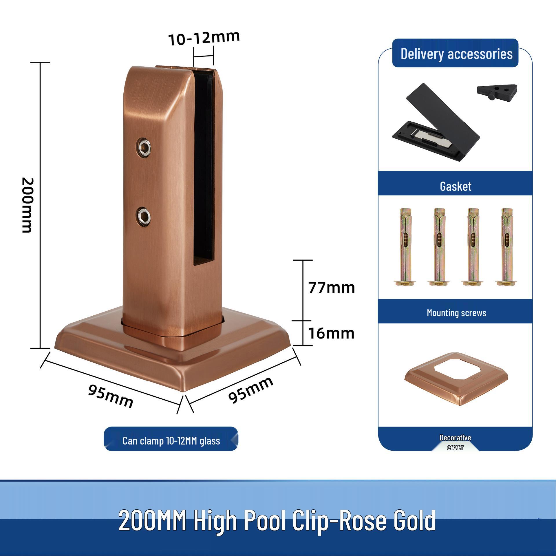 

304 Нержавіюча сталь Скляний затискач для басейну Перила Поручень Основа Металевий затискач