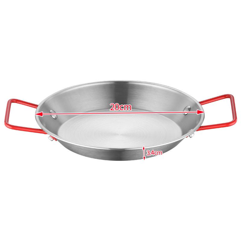 20cm Stainless Steel Mini Flat Fry Pan Non-Stick Kitchen Cookware for Seafood Rice Pot Salad Pasta Plate Cookware Pot