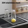 304 Edelstahl Abtropfgestell Spülsieb Spülenablagehalter Abtropfregal Spülenablagegestell Geeignet für Küchenspüle